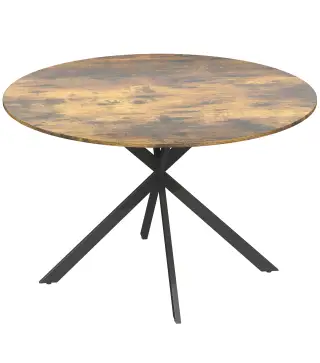 Mesa de comedor redonda para 4 personas, mesa de cocina estilo industrial con patas de acero, para comedor, cocina, Marrón rústi