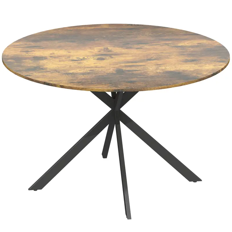 Mesa de comedor redonda para 4 personas, mesa de cocina estilo industrial con patas de acero, para comedor, cocina, Marrón rústi Mesa de comedor redonda para 4 personas, mesa de cocina estilo industrial con patas de acero, para comedor, cocina, Marrón rústi