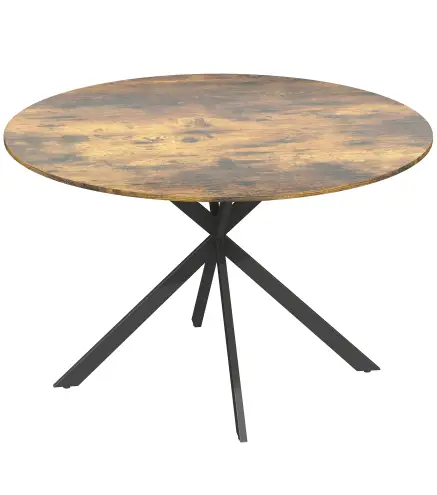 Mesa de comedor redonda para 4 personas, mesa de cocina estilo industrial con patas de acero, para comedor, cocina, Marrón rústi