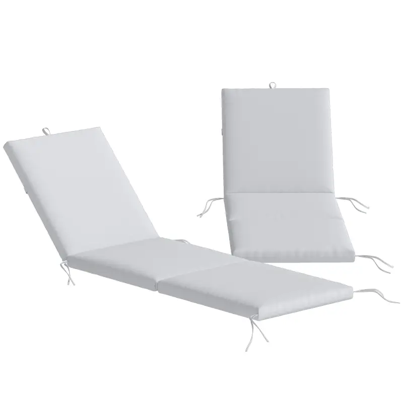 Lote de 2 cojines para tumbona con 5 correas y asa integrada, para playa balcón jardín, 182x53x6cm, Gris Claro Lote de 2 cojines para tumbona con 5 correas y asa integrada, para playa balcón jardín, 182x53x6cm, Gris Claro