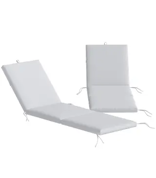 Lote de 2 cojines para tumbona con 5 correas y asa integrada, para playa balcón jardín, 182x53x6cm, Gris Claro