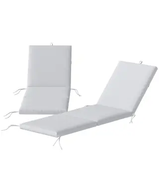 Lote de 2 cojines para tumbona con 5 correas y asa integrada, para playa balcón jardín, 182x53x6cm, Gris Claro