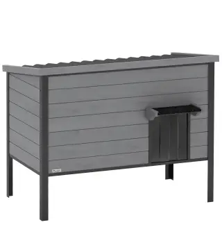Casa para gatos resistente a la intemperie con techo abatible, suelo extraíble y entrada para 1-2 gatos hasta 12 kg 85x55x70 cm