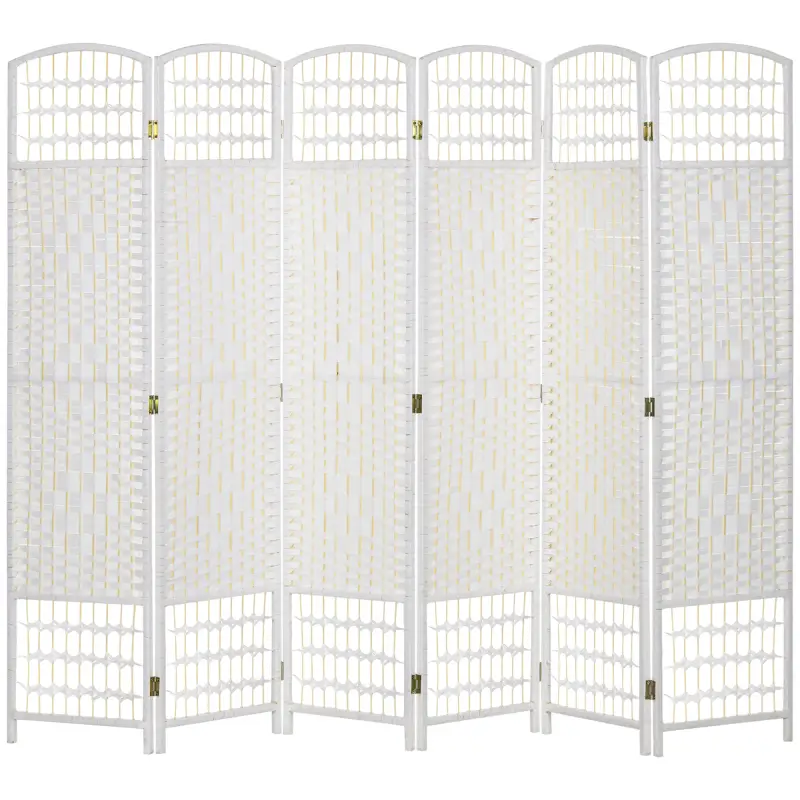 Biombo Separador de Ambientes de 6 Paneles Plegable de Cuerda de Papel 160x170cm Decoración para Dormitorio Blanco Biombo Separador de Ambientes de 6 Paneles Plegable de Cuerda de Papel 160x170cm Decoración para Dormitorio Blanco