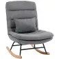 Mecedora Tapizado de Lino con Cojín Lumbar Respaldo Alto Asiento Amplio Doble Capa Gris Claro Mecedora Tapizado de Lino con Cojín Lumbar Respaldo Alto Asiento Amplio Doble Capa Gris Claro