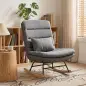 Mecedora Tapizado de Lino con Cojín Lumbar Respaldo Alto Asiento Amplio Doble Capa Gris Claro Mecedora Tapizado de Lino con Cojín Lumbar Respaldo Alto Asiento Amplio Doble Capa Gris Claro