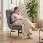 Mecedora Tapizado de Lino con Cojín Lumbar Respaldo Alto Asiento Amplio Doble Capa Gris Claro Mecedora Tapizado de Lino con Cojín Lumbar Respaldo Alto Asiento Amplio Doble Capa Gris Claro