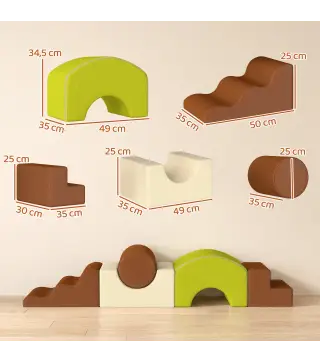 Juego de 5 Bloques de Espuma para Niños Bloques de Psicomotricidad con Base Antideslizante Funda Extraíble 3-6 Años