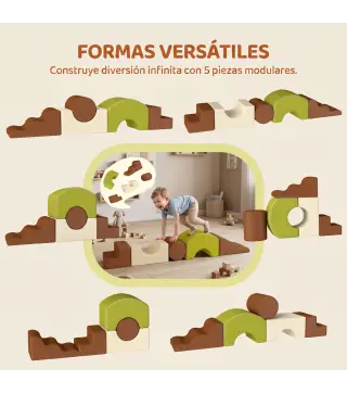 Juego de 5 Bloques de Espuma para Niños Bloques de Psicomotricidad con Base Antideslizante Funda Extraíble 3-6 Años