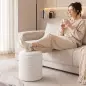 Puff de Almacenaje 33 L de Borreguito con Tapa Reversible Taburete Almacenaje Redondo para Salón Dormitorio Blanco