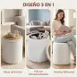 Puff de Almacenaje 33 L de Borreguito con Tapa Reversible Taburete Almacenaje Redondo para Salón Dormitorio Blanco