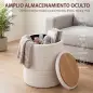 Puff de Almacenaje 33 L de Borreguito con Tapa Reversible Taburete Almacenaje Redondo para Salón Dormitorio Blanco
