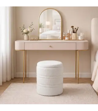 Puff de Almacenaje 33 L de Borreguito con Tapa Reversible Taburete Almacenaje Redondo para Salón Dormitorio Blanco