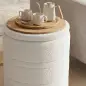 Puff de Almacenaje 33 L de Borreguito con Tapa Reversible Taburete Almacenaje Redondo para Salón Dormitorio Blanco