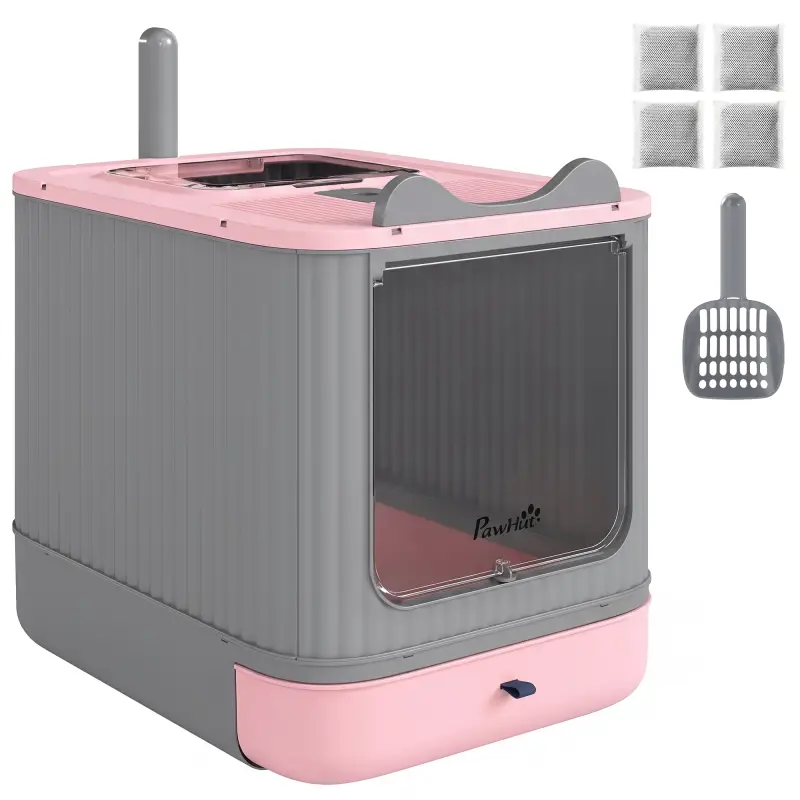 Arenero para Gatos Cubierto M con Tapa Abatible Salida Superior Pala Bolsas Desodorantes Fácil de Limpiar Rosa Arenero para Gatos Cubierto M con Tapa Abatible Salida Superior Pala Bolsas Desodorantes Fácil de Limpiar Rosa