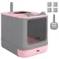 Arenero para Gatos Cubierto M con Tapa Abatible Salida Superior Pala Bolsas Desodorantes Fácil de Limpiar Rosa Arenero para Gatos Cubierto M con Tapa Abatible Salida Superior Pala Bolsas Desodorantes Fácil de Limpiar Rosa