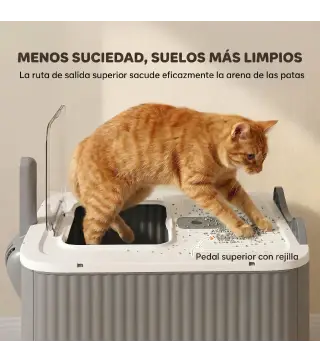 Arenero para Gatos Cubierto M con Tapa Abatible Salida Superior Pala Bolsas Desodorantes Fácil de Limpiar Blanco