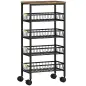 Carrito Auxiliar con Ruedas 4 Cestas Extraíbles Carga 15 kg Marco Metálico para Comedor 40x24x81,5 cm Marrón Rústico Carrito Auxiliar con Ruedas 4 Cestas Extraíbles Carga 15 kg Marco Metálico para Comedor 40x24x81,5 cm Marrón Rústico