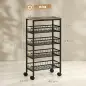 Carrito Auxiliar con Ruedas 4 Cestas Extraíbles Carga 15 kg Marco Metálico para Comedor 40x24x81,5 cm Marrón Rústico Carrito Auxiliar con Ruedas 4 Cestas Extraíbles Carga 15 kg Marco Metálico para Comedor 40x24x81,5 cm Marrón Rústico