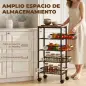 Carrito Auxiliar con Ruedas 4 Cestas Extraíbles Carga 15 kg Marco Metálico para Comedor 40x24x81,5 cm Marrón Rústico Carrito Auxiliar con Ruedas 4 Cestas Extraíbles Carga 15 kg Marco Metálico para Comedor 40x24x81,5 cm Marrón Rústico