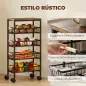 Carrito Auxiliar con Ruedas 4 Cestas Extraíbles Carga 15 kg Marco Metálico para Comedor 40x24x81,5 cm Marrón Rústico Carrito Auxiliar con Ruedas 4 Cestas Extraíbles Carga 15 kg Marco Metálico para Comedor 40x24x81,5 cm Marrón Rústico