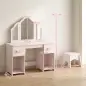 Tocador de Maquillaje Infantil con Taburete 3 Espejos 2 Cajones 7 Accesorios +3 Años Rosa Tocador de Maquillaje Infantil con Taburete 3 Espejos 2 Cajones 7 Accesorios +3 Años Rosa