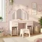 Tocador de Maquillaje Infantil con Taburete 3 Espejos 2 Cajones 7 Accesorios +3 Años Rosa Tocador de Maquillaje Infantil con Taburete 3 Espejos 2 Cajones 7 Accesorios +3 Años Rosa