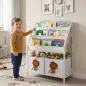 Librería Infantil de 4 Niveles Estantería para Libros con 3 Estantes 2 Cajones de Tela con Diseño de León Blanco Librería Infantil de 4 Niveles Estantería para Libros con 3 Estantes 2 Cajones de Tela con Diseño de León Blanco