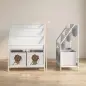 Librería Infantil de 4 Niveles Estantería para Libros con 3 Estantes 2 Cajones de Tela con Diseño de León Blanco Librería Infantil de 4 Niveles Estantería para Libros con 3 Estantes 2 Cajones de Tela con Diseño de León Blanco