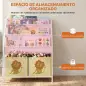Librería Infantil de 4 Niveles Estantería para Libros con 3 Estantes 2 Cajones de Tela con Diseño de León Blanco Librería Infantil de 4 Niveles Estantería para Libros con 3 Estantes 2 Cajones de Tela con Diseño de León Blanco