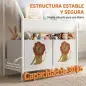 Librería Infantil de 4 Niveles Estantería para Libros con 3 Estantes 2 Cajones de Tela con Diseño de León Blanco Librería Infantil de 4 Niveles Estantería para Libros con 3 Estantes 2 Cajones de Tela con Diseño de León Blanco