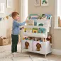 Librería Infantil de 4 Niveles Estantería para Libros con 3 Estantes 2 Cajones de Tela con Diseño de León Blanco Librería Infantil de 4 Niveles Estantería para Libros con 3 Estantes 2 Cajones de Tela con Diseño de León Blanco