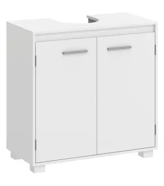 Mueble Bajo Lavabo de Baño Moderno Independiente con Recorte en U Estante Ajustable Blanco