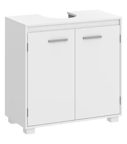 Mueble Bajo Lavabo de Baño Moderno Independiente con Recorte en U Estante Ajustable Blanco