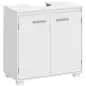 Mueble Bajo Lavabo de Baño Moderno Independiente con Recorte en U Estante Ajustable Blanco Mueble Bajo Lavabo de Baño Moderno Independiente con Recorte en U Estante Ajustable Blanco