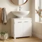 Mueble Bajo Lavabo de Baño Moderno Independiente con Recorte en U Estante Ajustable Blanco Mueble Bajo Lavabo de Baño Moderno Independiente con Recorte en U Estante Ajustable Blanco