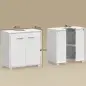 Mueble Bajo Lavabo de Baño Moderno Independiente con Recorte en U Estante Ajustable Blanco Mueble Bajo Lavabo de Baño Moderno Independiente con Recorte en U Estante Ajustable Blanco