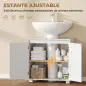 Mueble Bajo Lavabo de Baño Moderno Independiente con Recorte en U Estante Ajustable Blanco Mueble Bajo Lavabo de Baño Moderno Independiente con Recorte en U Estante Ajustable Blanco