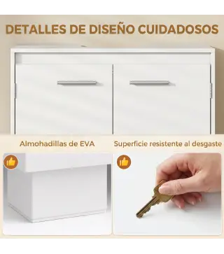 Mueble Bajo Lavabo de Baño Moderno Independiente con Recorte en U Estante Ajustable Blanco