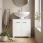 Mueble Bajo Lavabo de Baño Moderno Independiente con Recorte en U Estante Ajustable Blanco Mueble Bajo Lavabo de Baño Moderno Independiente con Recorte en U Estante Ajustable Blanco