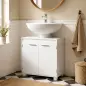 Mueble Bajo Lavabo de Baño Moderno Independiente con Recorte en U Estante Ajustable Blanco Mueble Bajo Lavabo de Baño Moderno Independiente con Recorte en U Estante Ajustable Blanco