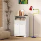 Armario de Baño Estrecho con Cajón con Frontal Acanalado Estante Abierto y Estante Ajustable 60x30x91,5 cm Blanco Armario de Baño Estrecho con Cajón con Frontal Acanalado Estante Abierto y Estante Ajustable 60x30x91,5 cm Blanco