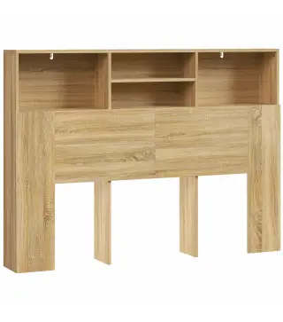 Cabecero de Cama 140 cm con Almacenaje Cabezal de Cama con 4 Compartimentos Abiertos para Dormitorio Roble