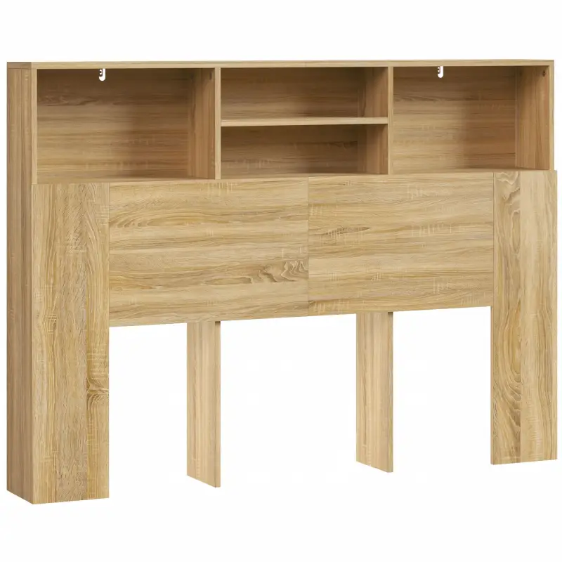 Cabecero de Cama 140 cm con Almacenaje Cabezal de Cama con 4 Compartimentos Abiertos para Dormitorio Roble Cabecero de Cama 140 cm con Almacenaje Cabezal de Cama con 4 Compartimentos Abiertos para Dormitorio Roble