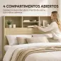 Cabecero de Cama 140 cm con Almacenaje Cabezal de Cama con 4 Compartimentos Abiertos para Dormitorio Roble Cabecero de Cama 140 cm con Almacenaje Cabezal de Cama con 4 Compartimentos Abiertos para Dormitorio Roble