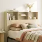 Cabecero de Cama 140 cm con Almacenaje Cabezal de Cama con 4 Compartimentos Abiertos para Dormitorio Roble Cabecero de Cama 140 cm con Almacenaje Cabezal de Cama con 4 Compartimentos Abiertos para Dormitorio Roble