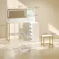 Tocador de Maquillaje con Espejo Luces LED Taburete 5 Cajones 2 Compartimentos y 2 Estantes de Cristal Blanco Tocador de Maquillaje con Espejo Luces LED Taburete 5 Cajones 2 Compartimentos y 2 Estantes de Cristal Blanco