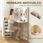 Tocador de Maquillaje con Espejo Luces LED Taburete 5 Cajones 2 Compartimentos y 2 Estantes de Cristal Blanco Tocador de Maquillaje con Espejo Luces LED Taburete 5 Cajones 2 Compartimentos y 2 Estantes de Cristal Blanco