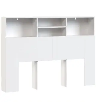Cabecero de Cama 140 cm con Almacenaje Cabezal de Cama con 4 Compartimentos Abiertos para Dormitorio Blanco