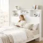 Cabecero de Cama 140 cm con Almacenaje Cabezal de Cama con 4 Compartimentos Abiertos para Dormitorio Blanco Cabecero de Cama 140 cm con Almacenaje Cabezal de Cama con 4 Compartimentos Abiertos para Dormitorio Blanco